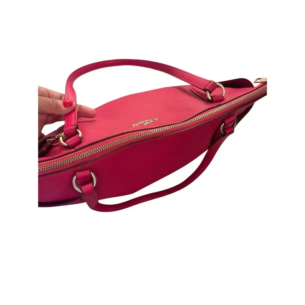 Coach Ava II Pebbled Leather Large Fuschia Gold Hardware Tote Purse